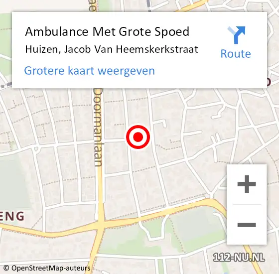 Locatie op kaart van de 112 melding: Ambulance Met Grote Spoed Naar Huizen, Jacob Van Heemskerkstraat op 15 juni 2015 19:30