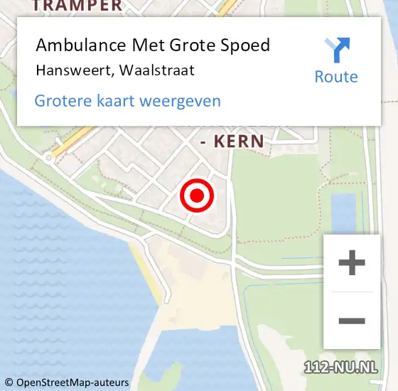 Locatie op kaart van de 112 melding: Ambulance Met Grote Spoed Naar Hansweert, Waalstraat op 11 november 2013 08:10