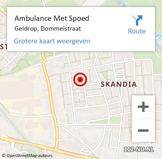 Locatie op kaart van de 112 melding: Ambulance Met Spoed Naar Geldrop, Dommelstraat op 15 juni 2015 20:14