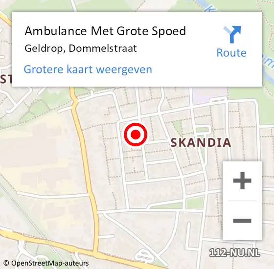 Locatie op kaart van de 112 melding: Ambulance Met Grote Spoed Naar Geldrop, Dommelstraat op 15 juni 2015 20:16