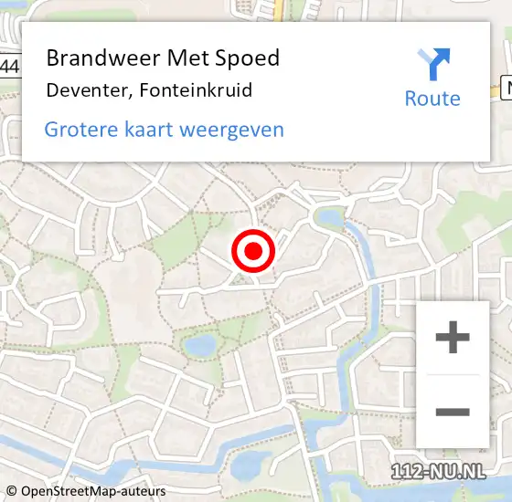 Locatie op kaart van de 112 melding: Brandweer Met Spoed Naar Deventer, Fonteinkruid op 15 juni 2015 20:30