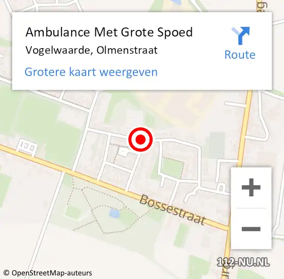 Locatie op kaart van de 112 melding: Ambulance Met Grote Spoed Naar Vogelwaarde, Olmenstraat op 15 juni 2015 21:00