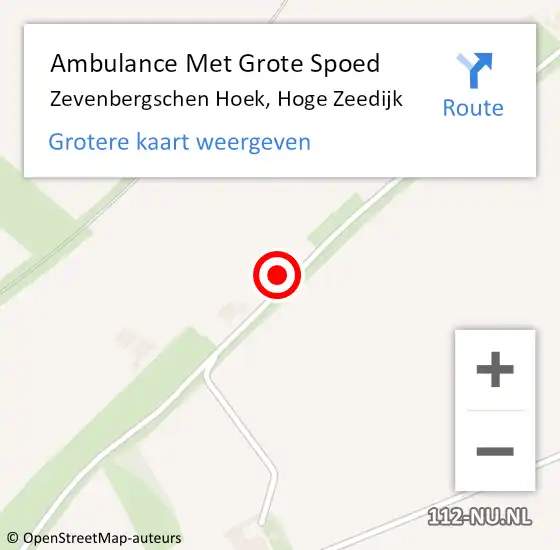 Locatie op kaart van de 112 melding: Ambulance Met Grote Spoed Naar Zevenbergschen Hoek, Hoge Zeedijk op 15 juni 2015 21:52
