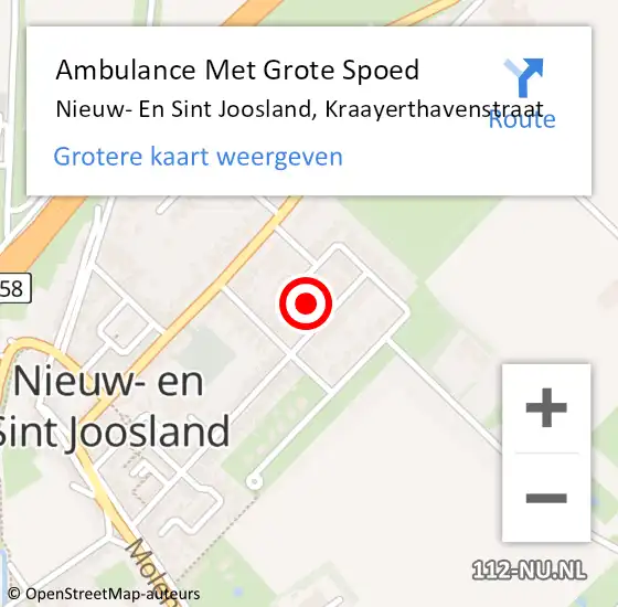 Locatie op kaart van de 112 melding: Ambulance Met Grote Spoed Naar Nieuw- En Sint Joosland, Kraayerthavenstraat op 15 juni 2015 22:46