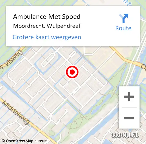 Locatie op kaart van de 112 melding: Ambulance Met Spoed Naar Moordrecht, Wulpendreef op 15 juni 2015 23:23