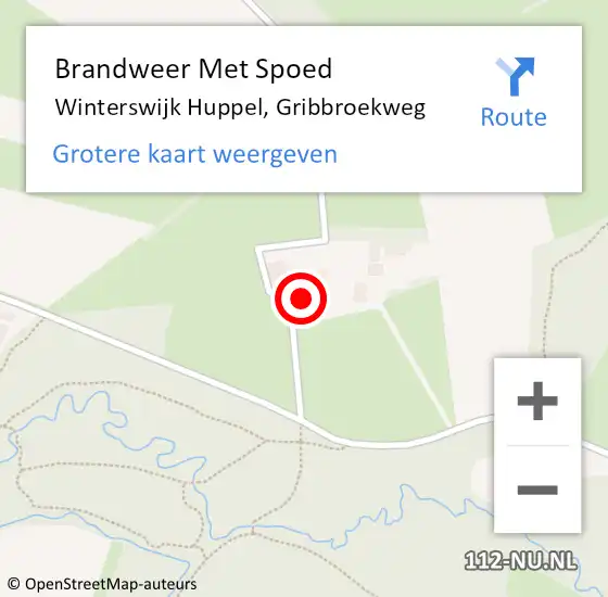 Locatie op kaart van de 112 melding: Brandweer Met Spoed Naar Winterswijk Huppel, Gribbroekweg op 16 juni 2015 01:47