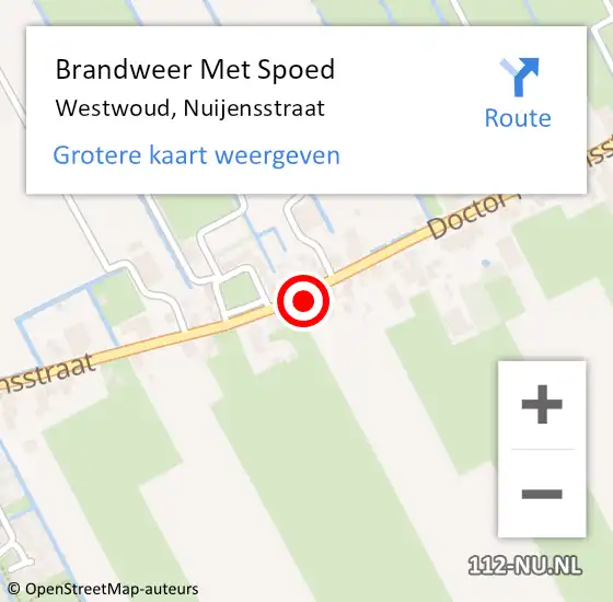 Locatie op kaart van de 112 melding: Brandweer Met Spoed Naar Westwoud, Nuijensstraat op 16 juni 2015 03:01