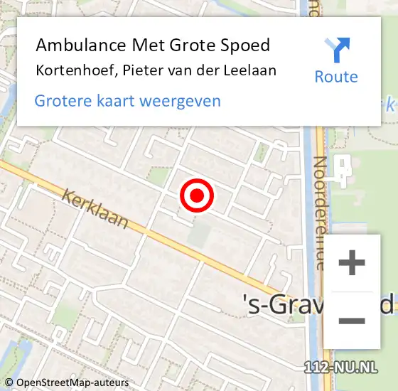 Locatie op kaart van de 112 melding: Ambulance Met Grote Spoed Naar Kortenhoef, Pieter van der Leelaan op 16 juni 2015 03:07