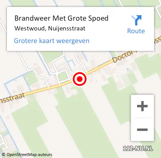 Locatie op kaart van de 112 melding: Brandweer Met Grote Spoed Naar Westwoud, Nuijensstraat op 16 juni 2015 03:09