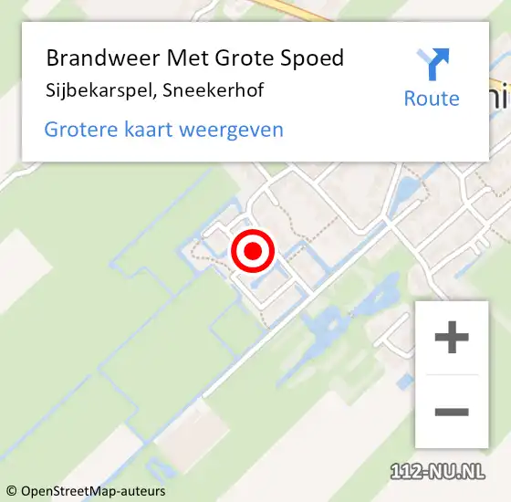 Locatie op kaart van de 112 melding: Brandweer Met Grote Spoed Naar Sijbekarspel, Sneekerhof op 16 juni 2015 03:52