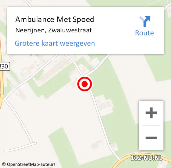 Locatie op kaart van de 112 melding: Ambulance Met Spoed Naar Neerijnen, Zwaluwestraat op 16 juni 2015 04:13