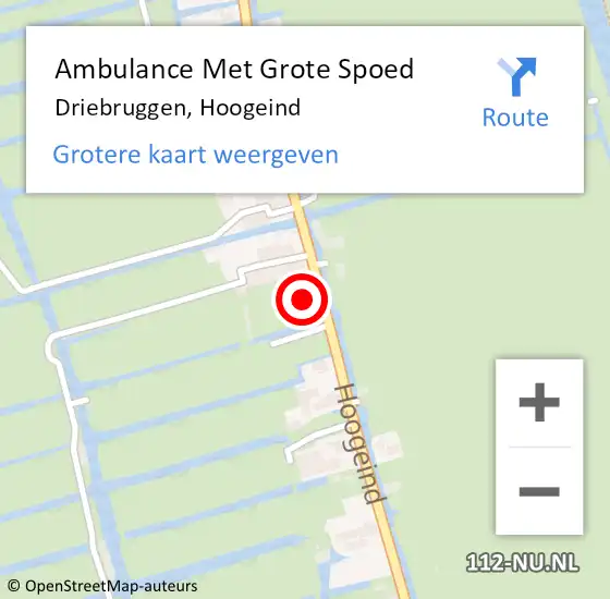 Locatie op kaart van de 112 melding: Ambulance Met Grote Spoed Naar Driebruggen, Hoogeind op 16 juni 2015 07:50