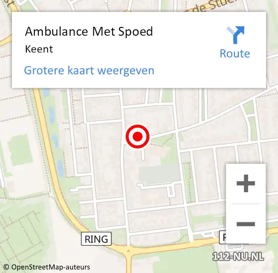 Locatie op kaart van de 112 melding: Ambulance Met Spoed Naar Keent op 16 juni 2015 08:48