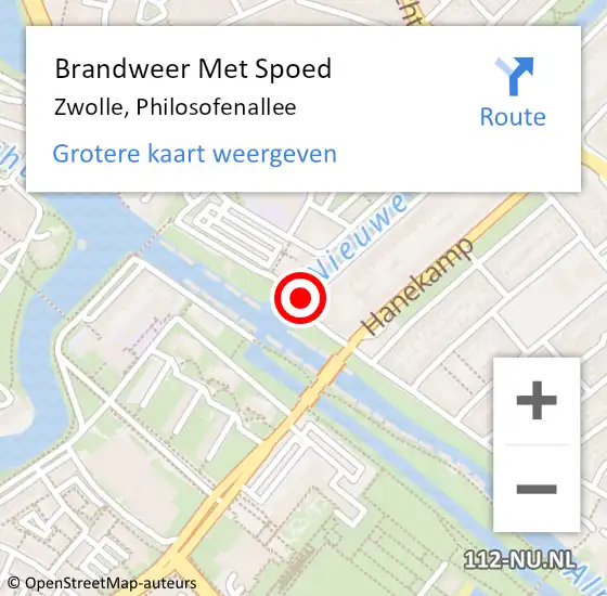 Locatie op kaart van de 112 melding: Brandweer Met Spoed Naar Zwolle, Philosofenallee op 16 juni 2015 09:04