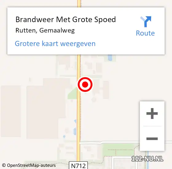 Locatie op kaart van de 112 melding: Brandweer Met Grote Spoed Naar Rutten, Gemaalweg op 16 juni 2015 09:52