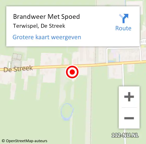 Locatie op kaart van de 112 melding: Brandweer Met Spoed Naar Terwispel, De Streek op 16 juni 2015 12:01