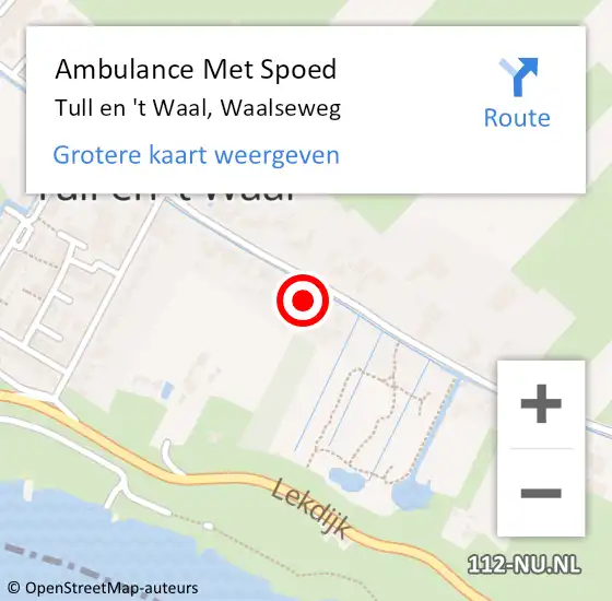 Locatie op kaart van de 112 melding: Ambulance Met Spoed Naar Tull en 't Waal, Waalseweg op 16 juni 2015 12:54