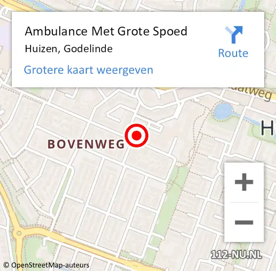 Locatie op kaart van de 112 melding: Ambulance Met Grote Spoed Naar Huizen, Godelinde op 16 juni 2015 13:23