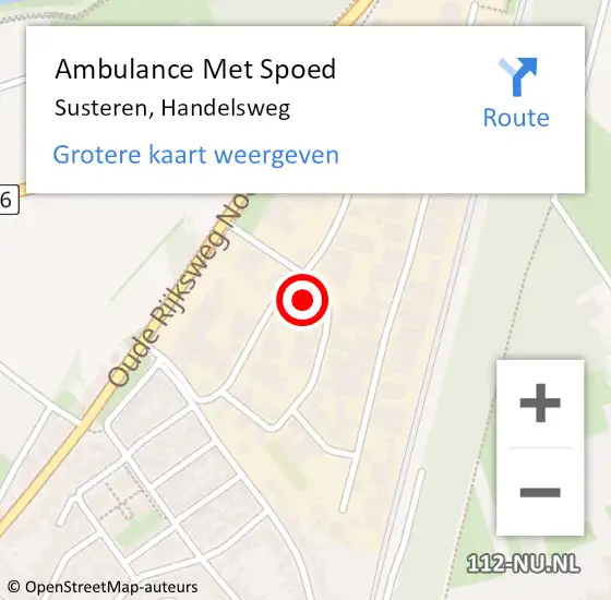 Locatie op kaart van de 112 melding: Ambulance Met Spoed Naar Susteren, Handelsweg op 16 juni 2015 14:22
