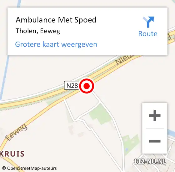 Locatie op kaart van de 112 melding: Ambulance Met Spoed Naar Tholen, Eeweg op 16 juni 2015 14:31