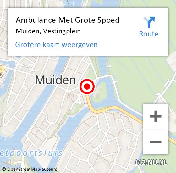 Locatie op kaart van de 112 melding: Ambulance Met Grote Spoed Naar Muiden, Vestingplein op 16 juni 2015 15:18