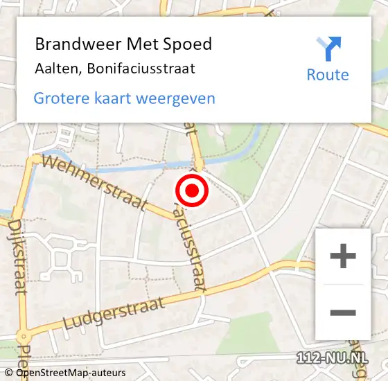 Locatie op kaart van de 112 melding: Brandweer Met Spoed Naar Aalten, Bonifaciusstraat op 16 juni 2015 15:24