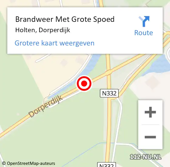 Locatie op kaart van de 112 melding: Brandweer Met Grote Spoed Naar Holten, Dorperdijk op 16 juni 2015 16:43