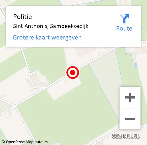 Locatie op kaart van de 112 melding: Politie Sint Anthonis, Sambeeksedijk op 11 november 2013 09:27