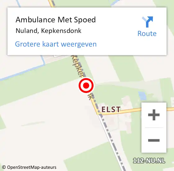 Locatie op kaart van de 112 melding: Ambulance Met Spoed Naar Nuland, Kepkensdonk op 16 juni 2015 17:16