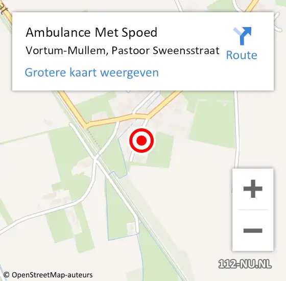 Locatie op kaart van de 112 melding: Ambulance Met Spoed Naar Vortum-Mullem, Pastoor Sweensstraat op 16 juni 2015 17:44