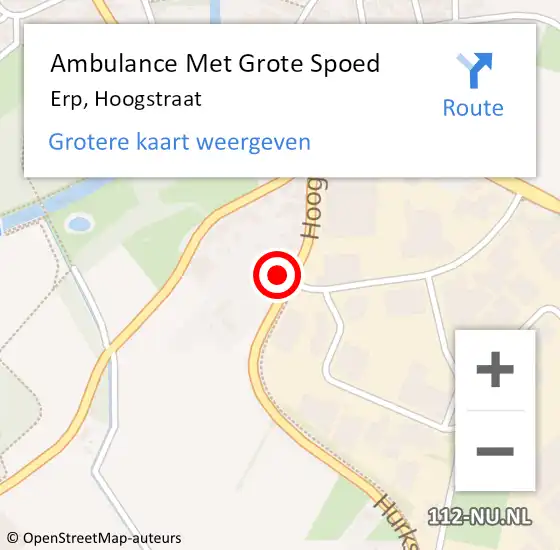 Locatie op kaart van de 112 melding: Ambulance Met Grote Spoed Naar Erp, Hoogstraat op 16 juni 2015 18:27