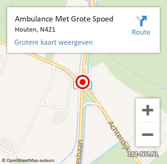 Locatie op kaart van de 112 melding: Ambulance Met Grote Spoed Naar Houten, N421 op 16 juni 2015 19:01