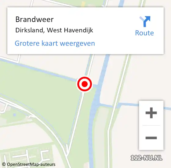 Locatie op kaart van de 112 melding: Brandweer Dirksland, West Havendijk op 16 juni 2015 19:46