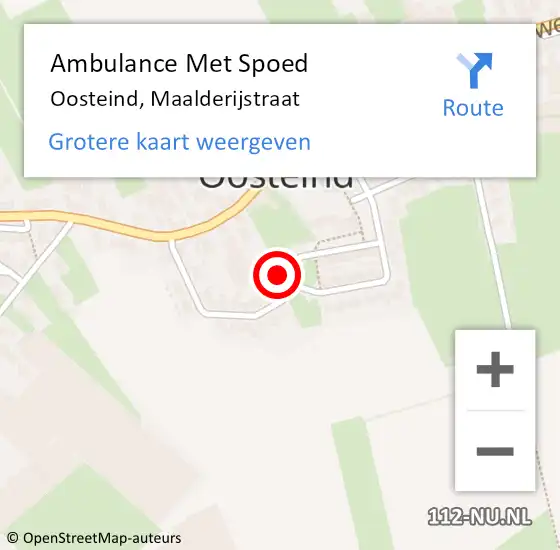 Locatie op kaart van de 112 melding: Ambulance Met Spoed Naar Oosteind, Maalderijstraat op 16 juni 2015 20:22