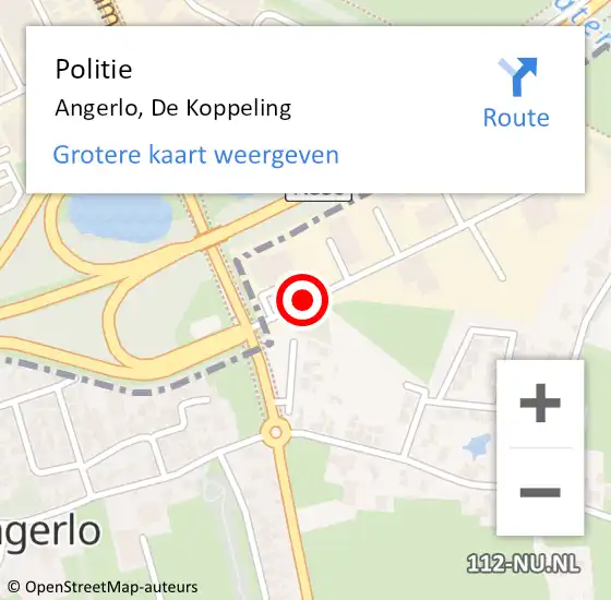 Locatie op kaart van de 112 melding: Politie Angerlo, De Koppeling op 16 juni 2015 20:33