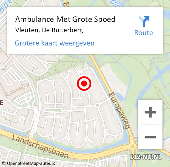 Locatie op kaart van de 112 melding: Ambulance Met Grote Spoed Naar Vleuten, De Ruiterberg op 16 juni 2015 20:52