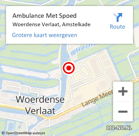 Locatie op kaart van de 112 melding: Ambulance Met Spoed Naar Woerdense Verlaat, Amstelkade op 16 juni 2015 21:52