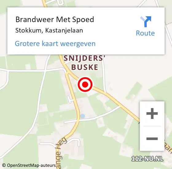 Locatie op kaart van de 112 melding: Brandweer Met Spoed Naar Stokkum, Kastanjelaan op 16 juni 2015 21:55