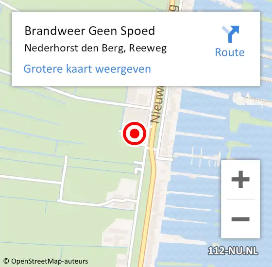 Locatie op kaart van de 112 melding: Brandweer Geen Spoed Naar Nederhorst den Berg, Reeweg op 16 juni 2015 22:20