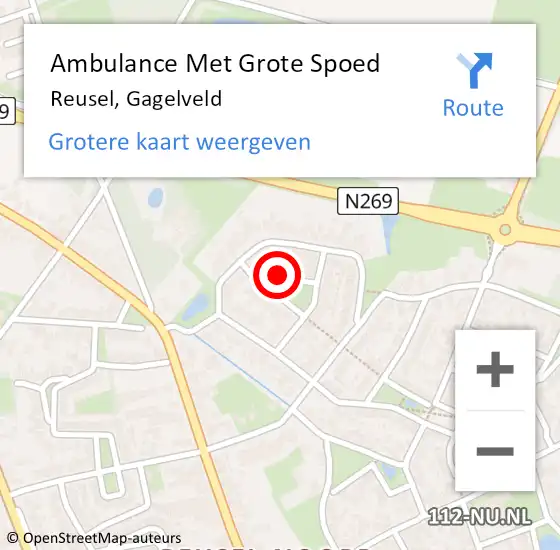 Locatie op kaart van de 112 melding: Ambulance Met Grote Spoed Naar Reusel, Gagelveld op 16 juni 2015 22:27