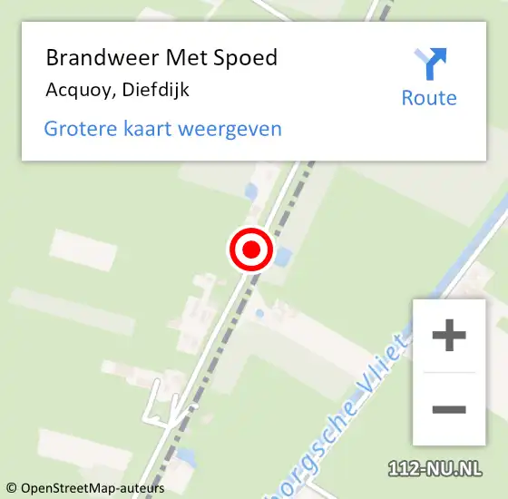 Locatie op kaart van de 112 melding: Brandweer Met Spoed Naar Acquoy, Diefdijk op 16 juni 2015 22:36