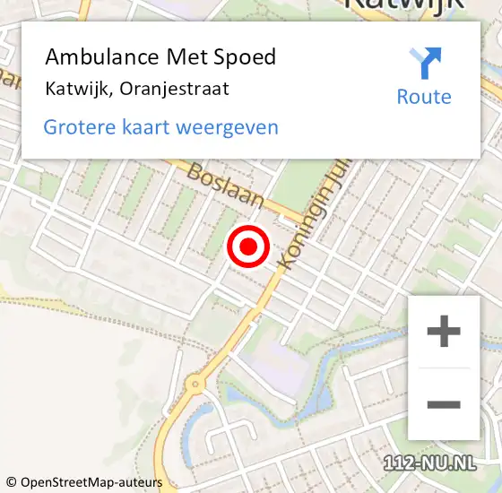 Locatie op kaart van de 112 melding: Ambulance Met Spoed Naar Katwijk, Oranjestraat op 16 juni 2015 22:39