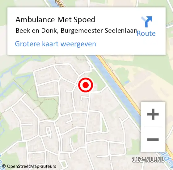 Locatie op kaart van de 112 melding: Ambulance Met Spoed Naar Beek en Donk, Burgemeester Seelenlaan op 16 juni 2015 23:26