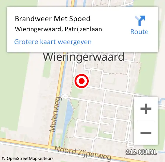 Locatie op kaart van de 112 melding: Brandweer Met Spoed Naar Wieringerwaard, Patrijzenlaan op 17 juni 2015 00:30