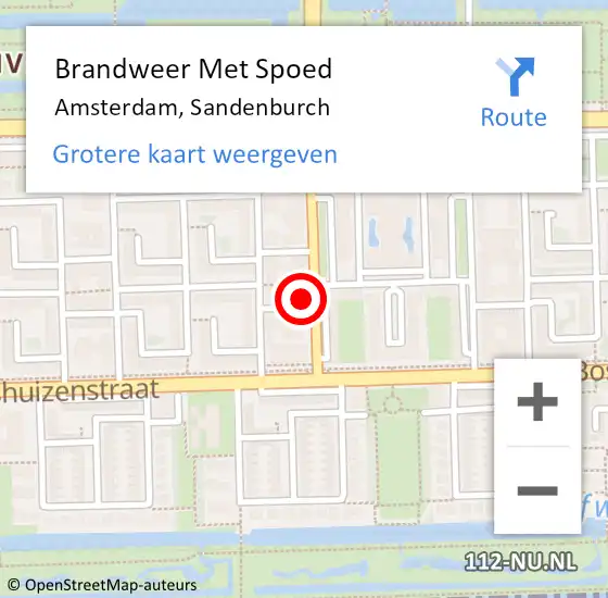 Locatie op kaart van de 112 melding: Brandweer Met Spoed Naar Amsterdam, Sandenburch op 17 juni 2015 02:27