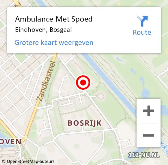 Locatie op kaart van de 112 melding: Ambulance Met Spoed Naar Eindhoven, Bosgaai op 17 juni 2015 04:16