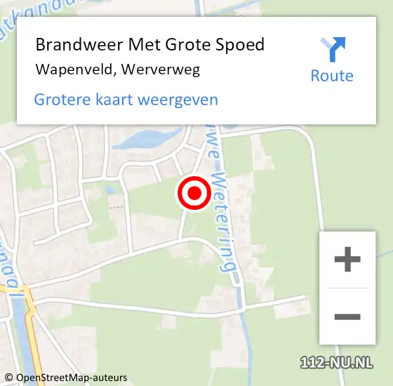 Locatie op kaart van de 112 melding: Brandweer Met Grote Spoed Naar Wapenveld, Werverweg op 17 juni 2015 07:50