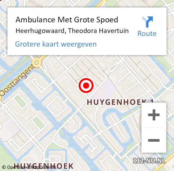 Locatie op kaart van de 112 melding: Ambulance Met Grote Spoed Naar Heerhugowaard, Theodora Havertuin op 11 november 2013 10:13