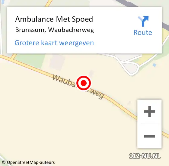 Locatie op kaart van de 112 melding: Ambulance Met Spoed Naar Brunssum, Waubacherweg op 17 juni 2015 08:58