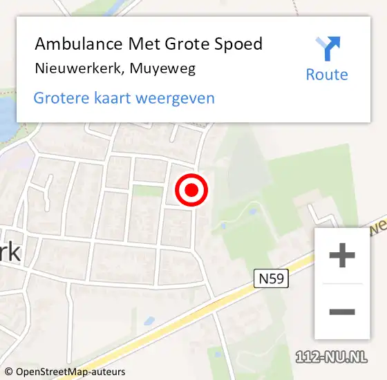 Locatie op kaart van de 112 melding: Ambulance Met Grote Spoed Naar Nieuwerkerk, Muyeweg op 17 juni 2015 10:24